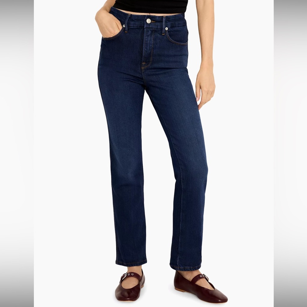Good American Soft Tech Good Curve Straight Jeans - Indigo